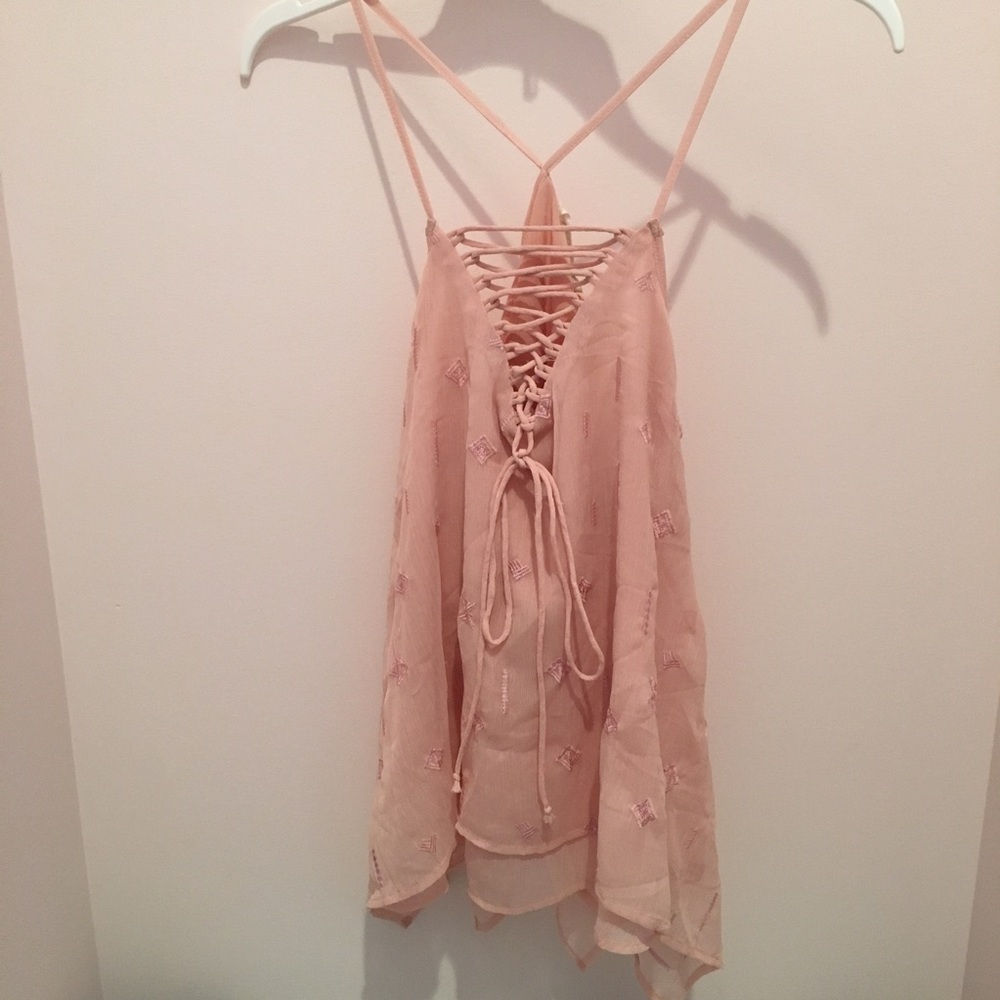 Flowy Pink Chest Cross-Over Top